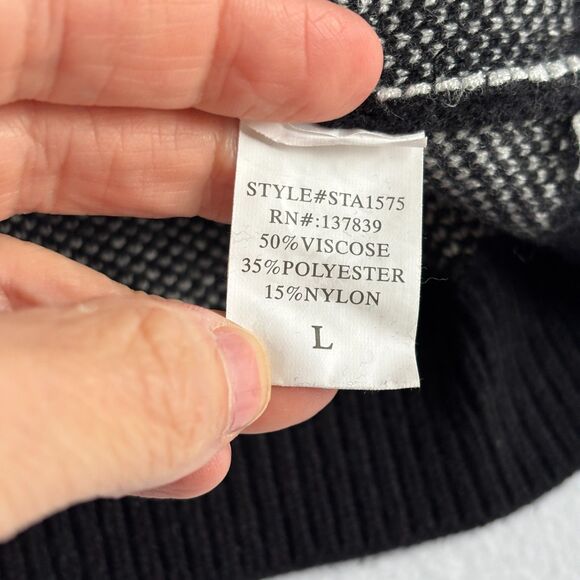 Dreamers By Debut T Rex Dinosaur Sweater Womens L Black Novelty Teacher Oversize - Picture 5 of 9